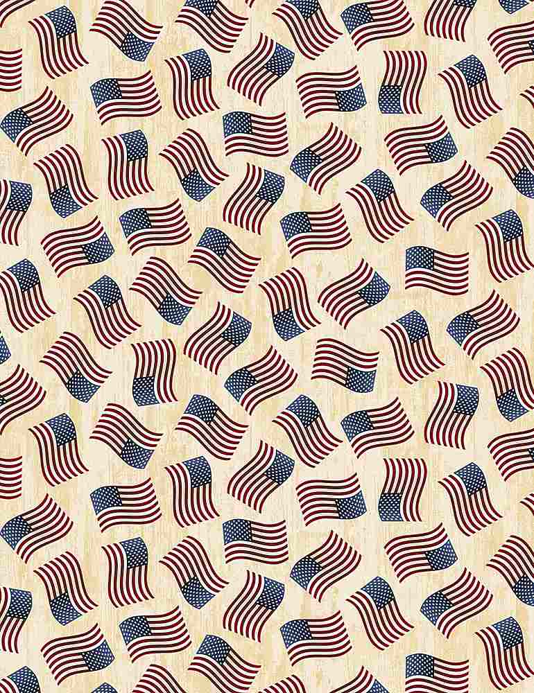 Tossed American Flags - Timeless Treasures
