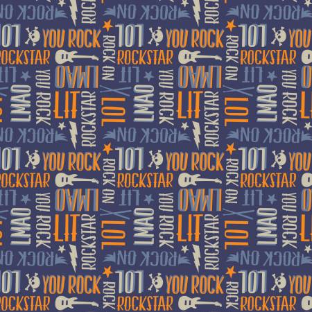 Rock On Concert Slang Words on Navy