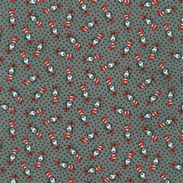 A Little Dr. Seuss Cat Grey Fabric