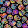 Black Colorful Day Of The Dead Skulls