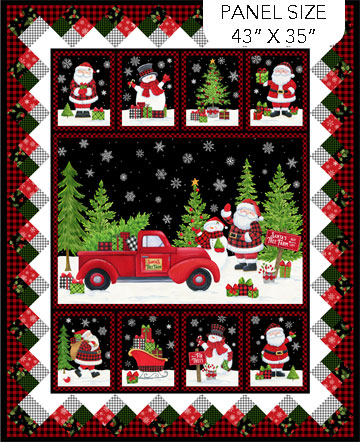 Santa's Tree Farm Black Multi 36" Panel