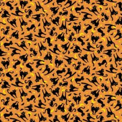 Orange Black Cats Moons And Stars