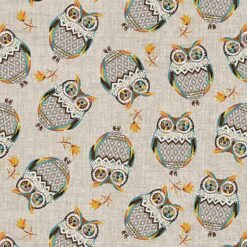 Hello Fall Tossed Owls Taupe