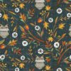 Woodland Vine Owls Lt. Teal (hello Fall)