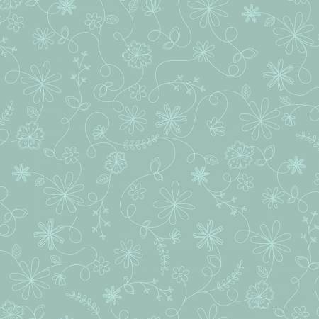 Aqua Swirl Floral - Vintage Flora