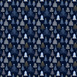 Tiny Trees W/Metallic Gold-Navy