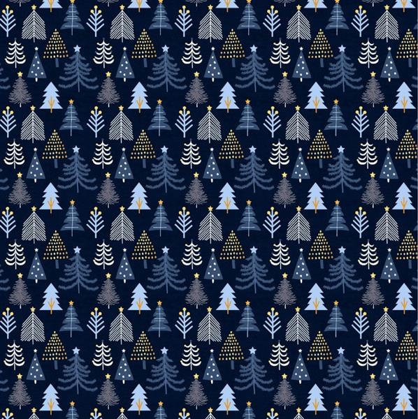 Tiny Trees W/Metallic Gold-Navy