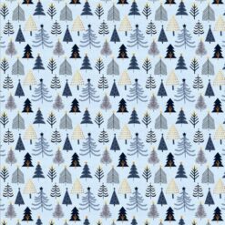 Tiny Trees W/Metallic Gold-Light Blue