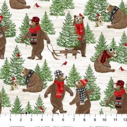 Beary Merry Christmas-Forest Bears-White Multi