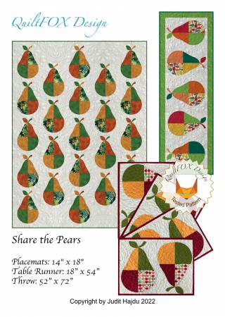 Share the Pears Quilt/Runner/Placemats Pattern