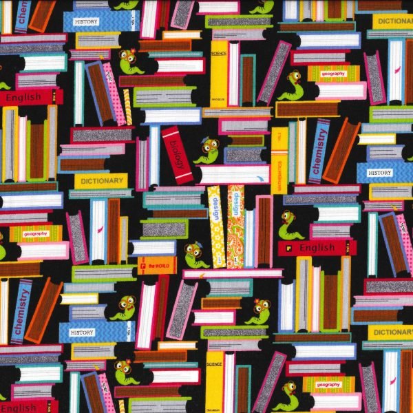 Colorful Stacked Library Books On Black