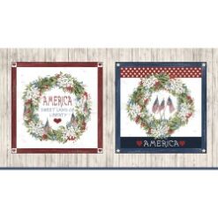 Patriotic Wreath Pillow Panel - Farmhouse Americana