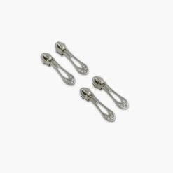 Jeweled Tip Zipper Pulls - Nickel - Set of 4
