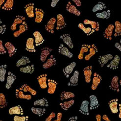 Big Foot Footprints - Black - Northcott Fabric