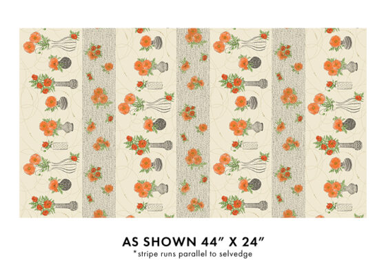 Treasured Poppies Stripe Natural (Modern Vintage)