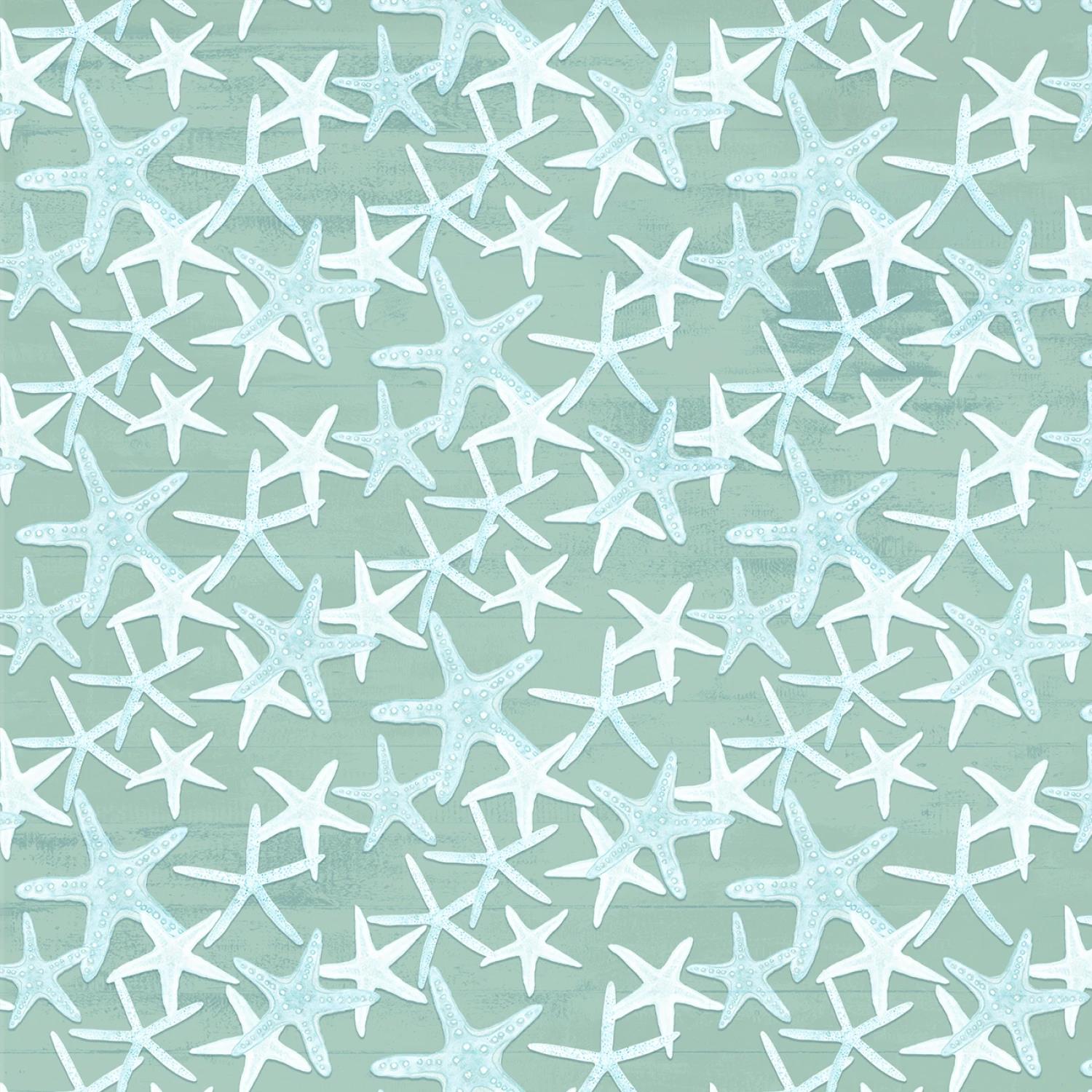 Sea Whispers Star Fish Allover - Green