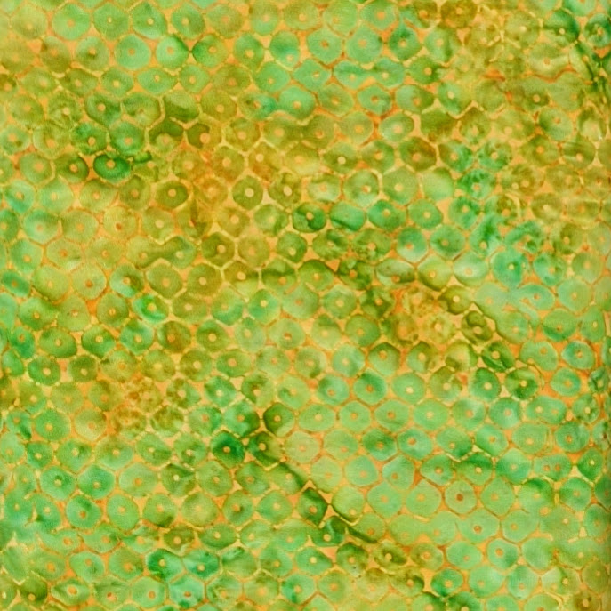 Batik Textiles- – Green Orange Honeycomb